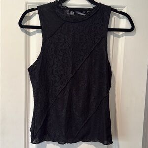 Anthropologie Black Asymmetrical Fitted Tank Top